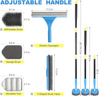 Tile Tub Scrubber Brush with 5 Different Function Cleaning Heads and 51" Extendable Long Handle Non Scratch Shower Scrubber for Cleaning Bathroom Kitchen Toilet Wall Bathtub Sink