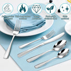 Bestdin 60 PCS Silverware Sets - Mirror Polished Flatware Set for 12, Including Knives, Spoons and Forks, Cutlery Set, Dishwasher Safe & Stainless Steel Silverware for Wedding Gift, Home & Party Use