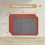 Silicone Baking Mat Nonstick Food Safe Tray Pan Liners Perfect Bakeware for Making Cookies, Macarons, Bread and Pastry (16.54"x11.61"/ 2 Pack)