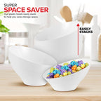 20oz White Plastic Serving Bowls (4 Pack) Medium Disposable Snack Bowl Candy Dishes, Buffet Containers for Chips, Popcorn, Snacks, Mints, Salad Bar, Parties, Office Desk, Bridal Shower, Party Supplies