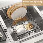 Dish Drying Rack with Detachable Drainboard – Expandable Over Sink Dish Rack, Dish Dryer Rack for Inside Sink,Countertop Dish Drainer with Utensil Holder
