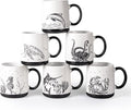 AmorArc Large Coffee Mugs Set of 6, 18oz Ceramic Coffee Cups with Sea Life Textured Patterns for Tea Latte Cocoa. Easy to Hold&Clean, Dishwasher&Microwave Safe, Matte
