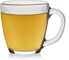 Libbey Tapered Glass Mug Set of 8, 15.5 Oz Thick, Clear Glass Coffee Cups w/ C-Shaped Handle, Dishwasher Safe Coffee Mugs Set for Tea, Cider and More