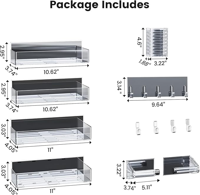 Magnetic Spice Rack for Refrigerator,7 Pack Magnetic Shelf,Fridge Magnet Organizer with Paper Towel Holder,Utensils Racks,Hook Rack,Fridge Organizers and Storage Clear(7 Pack)