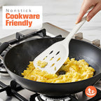 Large Silicone Utensils Set of 7 for Cooking,No Scratch for Nonstick Cookware,Pasta Server,Spaghetti Spoon,Slotted Spoon&Spatula,Solid Spoon&Spatula,Skimmer,Soup Ladle BPA Free Heat Resistant (White)