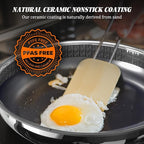 Hybrid Ceramic Nonstick Frying Pan 10", 3-Ply Stainless Steel Skillet, 2-Layer Coating, PFAS & PTFE Free Non Stick Frying Pan, 9H Hardness, Dishwasher Safe, Induction Compatible-Black