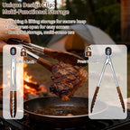 Wooden Tongs for Cooking & Serving Food, Anti-Slip Long Handle Wooden Kitchen Tongs Heat Resistant, Stainless Steel Salad Tongs with Walnut Wood Tip, Locking & Hanging Cooking Utensils Set