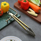 Gold Cooking Tongs, Berglander Heavy Duty Food Tongs For Cooking With Silicone Tips And Titanium Gold Plating Handle, Kitchen Tongs, Grill Tongs, Dishwasher Safe, Easy to Clean
