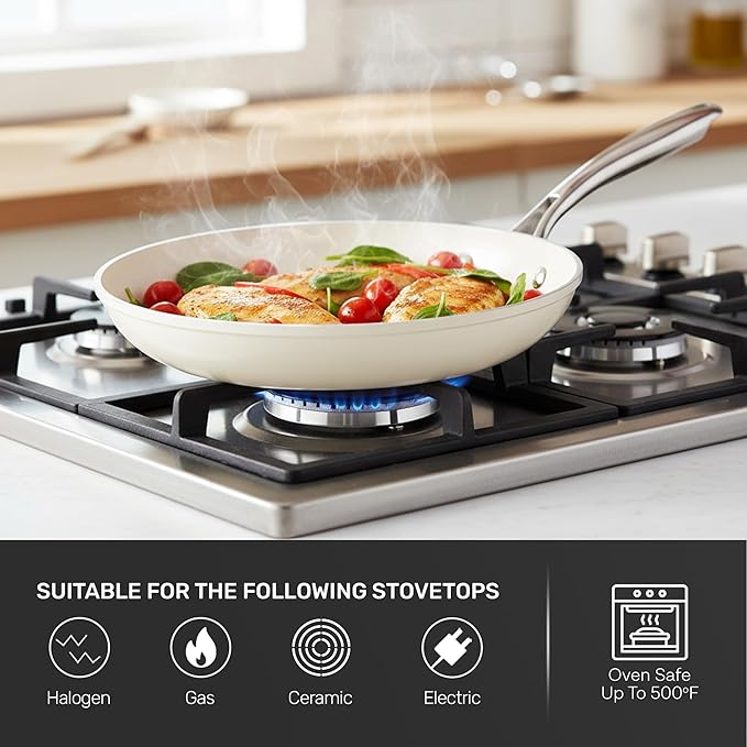 GOTHAM STEEL 10 Inch Non Stick Frying Pans Nonstick Skillet, Ceramic Pan for Cooking Non Toxic, Nonstick Frying Pan Skillets with Stay Cool Handle, Fry Pans, Oven and Dishwasher Safe