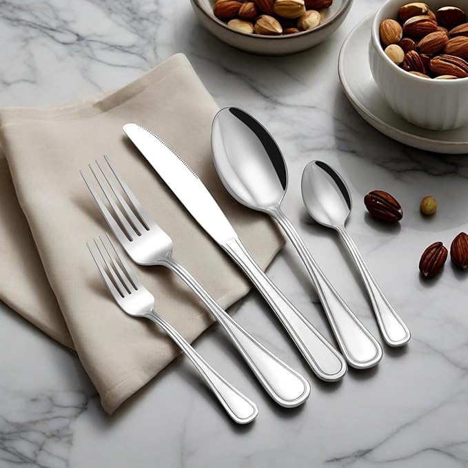 60-Piece Silverware Set - Silverware Set for 12, Stainless Steel Flatware Set with Forks, Knives & Spoons, Mirror Polished Cutlery Set, Dishwasher Safe