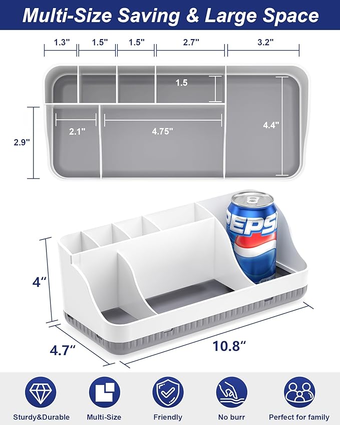 Bathroom Counter Organizer and Storage, 7 Slots Detachable Toothbrush Holders for Bathrooms, Anti-Slip Electric Toothbrush and Toothpaste Holder Countertop Vanity Organizer Accessories for Adults Kids