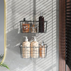 MaraFansie Hanging Kitchen Baskets Wire Storage Basket Adhesive and Screws Basket Over the Cabinet Door Organizer with Adhesive Strips and Screws Accessories, 2 Installations, 2 Pack
