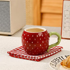 Cute Floral Coffee Mug Set of 4-12oz Ceramic Flower Embossed Cups with Petal Handles, Dishwasher and Microwave Safe