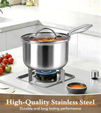 Stainless Steel Saucepan Set with Lids 1.5QT & 2.2QT, Tri-Ply Stainless Steel Sauce Pot Set, Induction Saucepans, 4 Pcs Nonstick Saucepans Cookware Set, Dishwasher Safe