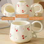 Ceramic Cute Mug For Women,Pretty Coffee Mug,9 oz,Nnique Espresso Mug.Hand-Painted Tea Cup for Women