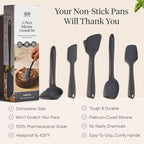 GIR 5-Piece Silicone Kitchen Utensils Set, Non-Toxic Cooking Utensils for Cooking and Baking, Heat Resistant, Food Grade, Dishwasher Safe Rubber Spatula, Ladle, Spoon - Charcoal
