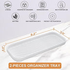 Silicone Organizer Tray, Soap and Sponge Holder for Kitchen Sink, Bathroom - Storage Tray for Dish Brush, Soap Dispenser, Dishwashing Accessories- 2 Pack (White)