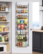 Delamu Over The Door Pantry Organizer, 8-Tier Pantry Door Organizers and Storage, Metal Hanging Spice Rack, Seasoning Organizer, Door Organizer for Home Kitchen Bathroom, Black