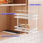 4 Pack Pull Out Spice Rack Organizer for Cabinet, 2 Tier Metal Slide Out Seasoning Organizer and Storage Heavy Duty Vertical Spice Rack Shelf Pullout for Kitchen Cabinets No Drilling (White)