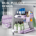 VERIFOST Under Sink Organizer - 2 Pack Adjustable Height, 2 Tier Organizers for Bathroom & Kitchen Sink, Purple
