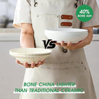 Bone China Pasta Bowls Set of 4, 23.5oz Soup Bowls White Salad Bowl, 8 inch Pasta Bowls Lightweight Wide Shallow Kitchen Plates for Serving Dinner - Microwave Dishwasher Safe, Kitchen Gifts