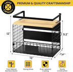 [WIDER SHELF] 1 SET Strong Magnetic Shelf Basket for Fridge with Tag & Bamboo Top, XXL Large Magnetic Spice Rack Shelves for Side of Refrigerator, Kitchen Pantry Storage Organizer for Food Fruit Veg