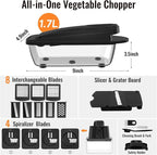 12 Blade All-in-1 Vegetable Chopper Mandoline Slicer with Container, Spiralizer with Containers, Food Chopper, Onion Chopper, Veggie Cutter for Salad, Kitchen Gadgets Accessories Essentials, Black