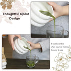 Mottled White Matcha Whisk Set, Ceramic Matcha Kit Set Gift Present Includes Matcha Bowl, Matcha Whisk and Holder, Bamboo Scoop, Scoop Rest, Sifter and Tea Towel - 7 Pcs Kit for Matcha Lovers