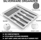 49-Piece Silverware Set with Organizer, Food-Grade Stainless Steel Flatware for 8, Cutlery Utensil Sets with Steak Knives, Rust-proof, Mirror Polished, Dishwasher Safe, Silver Roman Column