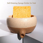 Soap Dish with Drain and Self-Draining Sponge Holder for Sink, Shower, Bathroom, and Kitchen - Rustic Resin Soap Saver and Organizer, Keep Dry and Easy Cleaning Design