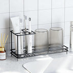 Toothbrush Holders for Bathrooms, Carbon Steel Tooth Brush Holder Electric Toothbrush and Toothpaste Organizer Bathroom Accessories for Countertop, Shower, Sink - Black