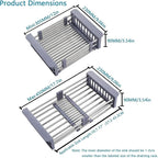 TUTEW Dish Drying Rack, Over The Sink Dish Drying Rack, Stainless Steel Dish Drainer with Adjustable Arms Holder Functional Kitchen Sink Organizer for Vegetable and Fruit
