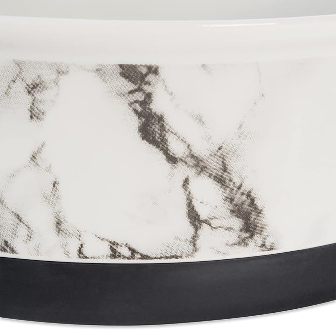 Bone Dry Pet Bowl Collection Ceramic Set, Medium, Marble, 2 Count White