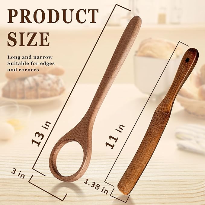 4 Pcs Danish Dough Whisk Set, Include Wooden Danish Dough Whisk, Skinny Spurtle for Sourdough Starter, Doughs Scraper Sourdough Cutter, Doughs Scoring Tool Blades, Bread Making Tools Supplies
