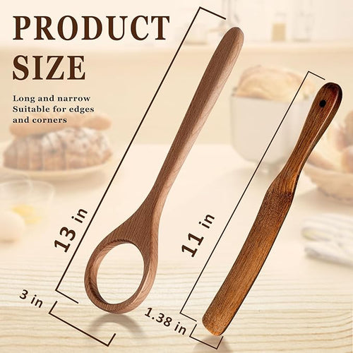 4 Pcs Danish Dough Whisk Set, Include Wooden Danish Dough Whisk, Skinny Spurtle for Sourdough Starter, Doughs Scraper Sourdough Cutter, Doughs Scoring Tool Blades, Bread Making Tools Supplies