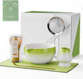 ZENS Matcha Whisk Set, 6pcs Matcha Kit Includes Ceramic Bowl, Handcrafted Bamboo Whisk and Chasen Holder, Scoop, 304 Sifter & Tea Mat，Matcha Set for Tea Ceremony,Latte Making, Green