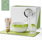 ZENS Matcha Whisk Set, 6pcs Matcha Kit Includes Ceramic Bowl, Handcrafted Bamboo Whisk and Chasen Holder, Scoop, 304 Sifter & Tea Mat，Matcha Set for Tea Ceremony,Latte Making, Green