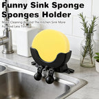 Cute Hanging Sponge Holder with Drainage, 3D Printed Funny Sponge Holders for Kitchen Sink, Peeing Scrub Sponge Holder, Keeps Your Sponge Dry (Black)