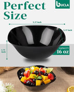 bUCLA 50Pack Black Plastic Serving Bowls - 16oz Disposable Serving Bowls for Dessert/Ice Cream/Salsa/Snack/Candy, Ideal for Party & Graduation