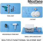 MicoYang Silicone Dish Drying Mat for Multiple Usage,Easy clean,Eco-friendly,Heat-resistant Silicone Mat for Kitchen Counter or Sink,Refrigerator or Drawer Liner Light Blue 3XL 28 inches x 18 inches