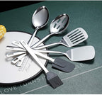 Cooking Spoon, Berglander 6 Pieces Spatula Set Stainless Steel, Metal Spatula, Serving Spoon, Kitchen Tools Set Non-Stick And Heat Resistant, Dishwasher Safe, Easy to Clean (6 Packs)