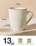 famiware Jupiter Coffee Mugs Set of 6, 13 oz Coffee Mug, Microwave and Dishwasher Safe, Coffee Cups with Handle for Coffee, Tea, Cocoa, Milk, Vanilla White