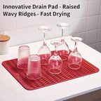 ZLR Silicone Dish Drying Mat & Heat Resistant Trivet (12" x 16") - Waterproof Counter Protector for Air Fryer, Coffee Maker - Non-Slip, BPA Free Kitchen Pad, Easy Clean Dishwasher Safe (Lava Red)
