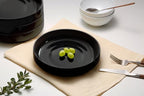KooK Pasta Bowl, Bowl Plate, Low Bowl, Plate Bowls, Ceramic Large Shallow Bowls, Microwave and Dishwasher Safe, Great for Soups and Salads, Glossy Porcelain, 47 oz, Set of 4, Black