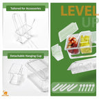 IVYHOME Chilled Condiment Server, Taco Bar Serving Set, Versatile Ice Containers, with 5 Lidded Containers and Detachable Ice Storage Layer, 2 Hanging Cups for Storing Tong and Forks