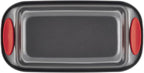 Rachael Ray 47962 Yum-o! Bakeware Oven Lovin' Nonstick Loaf Pan, 9-Inch by 5-Inch Steel Pan, Gray with Red Handles