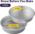 Wilton 2-Piece 9 x 2 Inch Round Cake Baking Pan Set, Even Heating Aluminum Bakeware for Tiered & Layered Cakes, Made without PFAS, Packaging May Vary