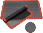 Hermerlee Perforated Silicone Baking Mats, 2 PCS Eclair Silicone Mat for Half Sheet，Tray Pan Liners Perfect Bakeware for Making Cookies, Macarons, Bread and Pastry,11.8"x 15.7" (Corner Cut)