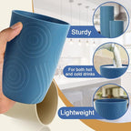 Drinking Glasses Wheat Straw Cups Alternative to Plastic Cups 16 OZ - Unbreakable Cup Set of 6 Reusable Drinking Cup Plastic Glasses Tumbler Dishwasher Safe Cups for Kitchen - Blue