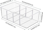 Vtopmart 2 Pack Food Storage Organizer Bins, Clear Plastic Bins for Pantry, Kitchen, Fridge, Cabinet Organization and Storage, 4 Compartment Holder Packets, Snacks, Pouches, Spice Packets